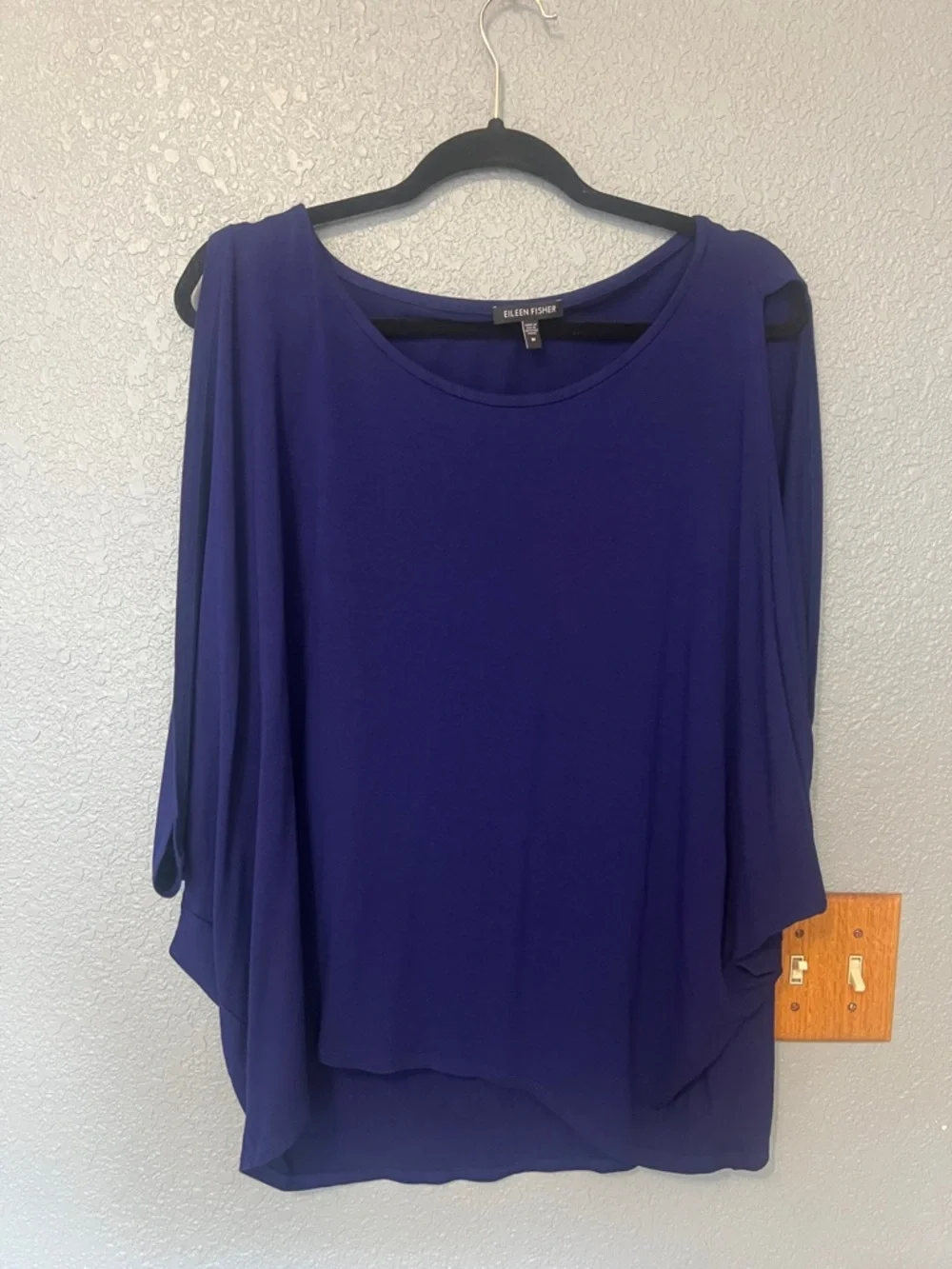 Eileen Fisher Royal Blue Cold Shoulder‎ Batwing Tunic Top Size M T2858M